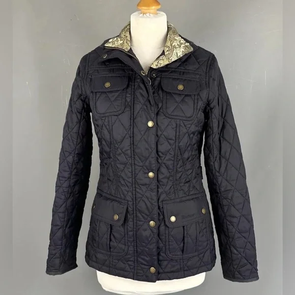 Barbour William Morris Navy Quilted Utility Jacket - 12 / L - Picture 5 of 11